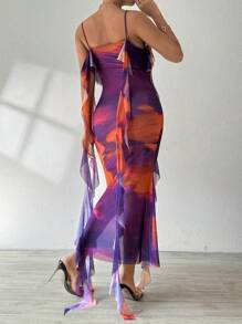 Chiquease Vestido de tirantes para mujer con estampado de tie-dye