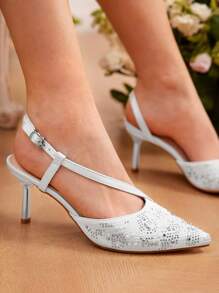 SheIn Belle Women's Pointed Toe High Heel Stiletto Shoes With Sequin