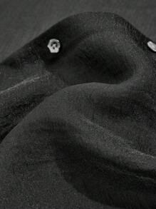 Manfinity VCAY Lyocell Super-Light Woven Solid Men's Long Sleeve Shirt For Summer - Black - View 5