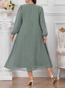 Mulvari Plus Size Women Vintage Elegant Solid Color Dress