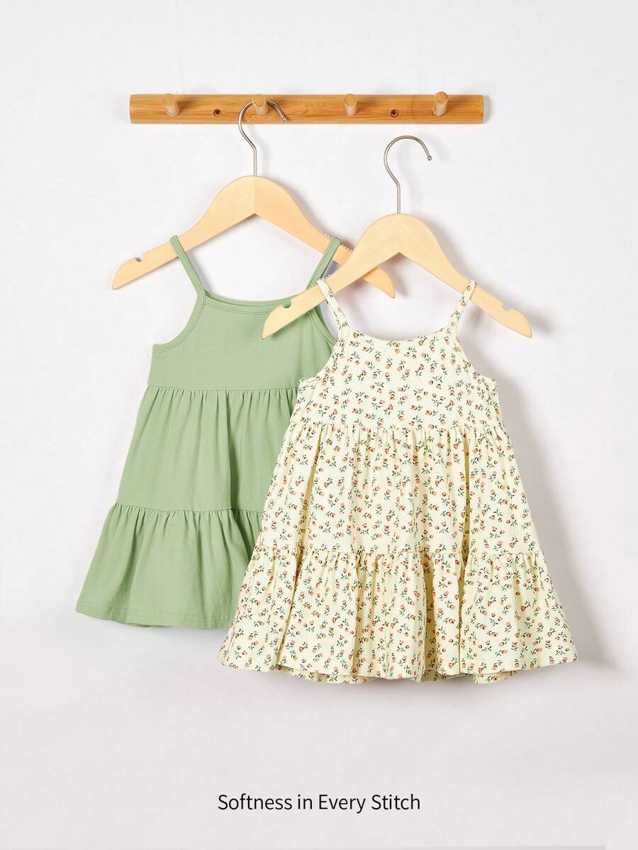 Cozy Pixies Conjunto De 2 Piezas De Vestido Cami Para Bebé Niña - Verde - Ver 1