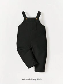Cozy Pixies 嬰兒男孩休閒舒適背帶口袋工裝褲 - 黑色 - 查看 1