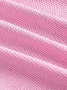 SHEIN Qutie Vestido De Paraguas Para Mujer De Talla Grande Y Ajuste Delgado Con Ribete Contrastante Rosa