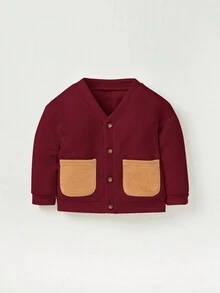 Cozy Pixies Em bé Con trai 3pcs Sọc Đứng cổ áo Tay áo dài Áo , Trở viền Quần & Cổ chữ V Khối màu Áo len Mở Bộ - Nhiều màu - Xem 5