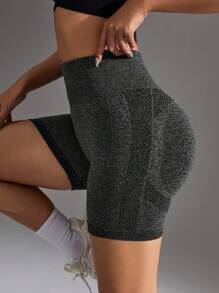 SHEIN Sport Studio Women Solid Color Simple Daily Sports ShortsWomen Sweat Short, Gym Short, Biker Short