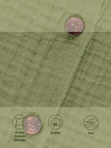 Cozy Pixies Baby Boy Solid Color Short Sleeve Shirt And Shorts 2pcs/Set Matching Set - Green - View 4