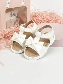 1 Pair Of Cute Baby Girl Walking Shoes, Infant And Toddler Beach Shoes, Flower Summer Roman Flat Sandals, Outdoor Vacation Sandals. - White - View 3