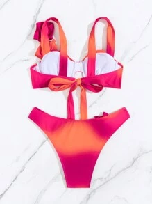 SHEIN Swim Gradient Allover Print Summer Beach Bikini Set, With Steel Hoops And Non-PUSH UP Design - Multicolor - View 5