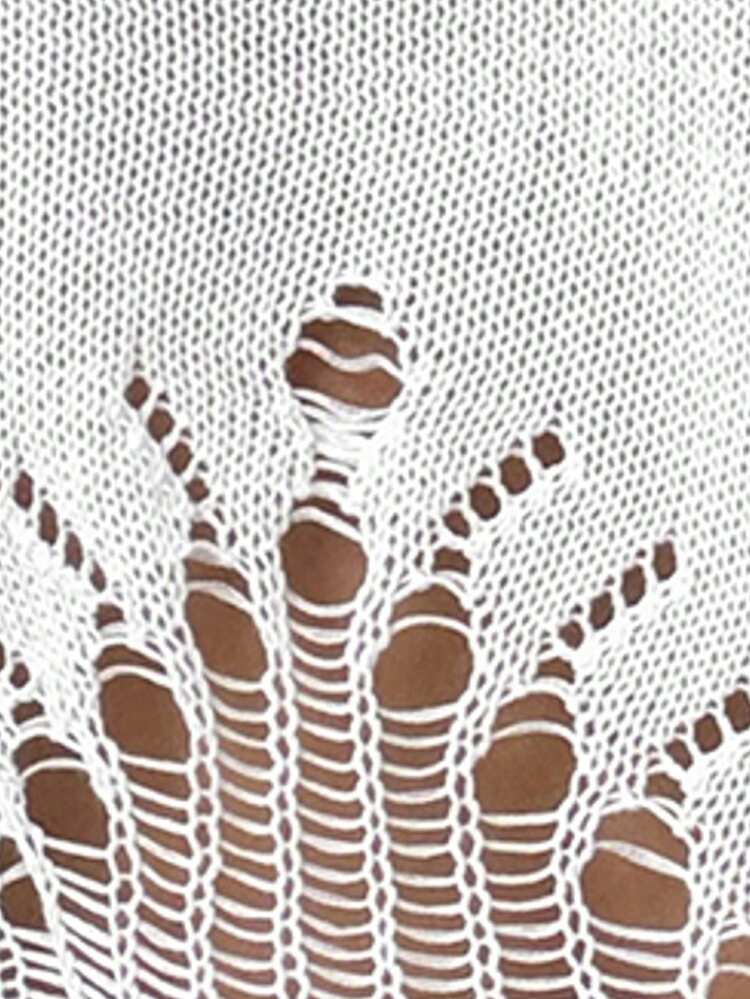 Summer Women Knitted Hollowed-Out Round Neck Flare Sleeve Beach Holiday Cover-Up