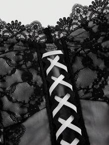 ROMWE Đầm công chúa Gothic ren chắp vá Dark Lolita có thể điều chỉnh cho nữ - màu đen - Xem 3