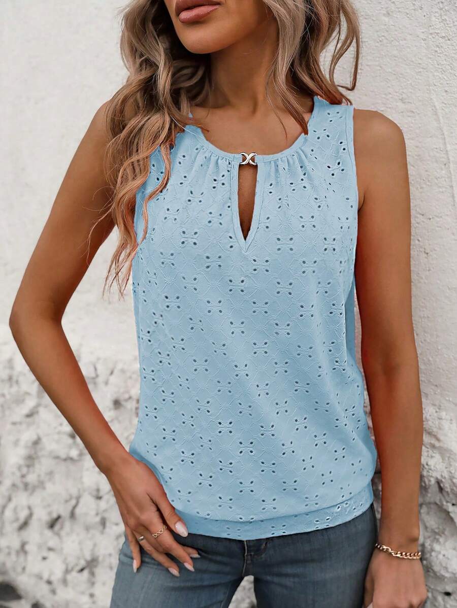INAWLY Women Summer Loose Schiffy Tank Top For Summer - Baby Blue - View 1