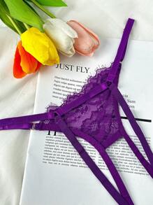 SHEIN Women's Sexy Lace Decorated Lingerie - Purple - View 4