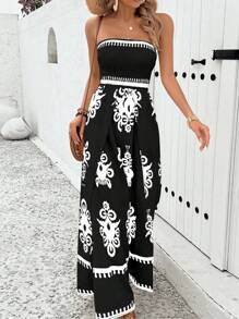 Breezaya Mono sin tirantes impreso para mujeres con estilo vintage