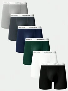 Snug Zone 6入組男士長腿短褲，帶有字母編織腰帶