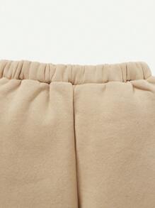 Cozy Pixies 男嬰字母圖案插肩袖衛衣和衛褲 - 卡其色 - 查看 4