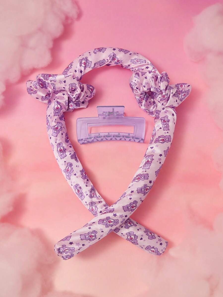 SHEIN X Care Bears 4 件套卡通熊全身印花免热卷发工具套装美发工具 - 淺粉色 - 查看 1