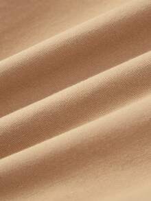 Cozy Pixies Baby Boy Button Front Curved Hem Shirt - Khaki - View 4