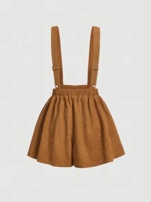 SHEIN MOD 大码女式卡其色双排扣褶皱复古连体衣（夏季） - 卡其色 - 查看 2