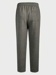 AKNOTIC Business Casual 男士易打理梭织休闲直筒裤，带口袋 - 軍綠色 - 查看 4