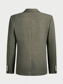 AKNOTIC Business Casual Easy Care Men Woven Business Blazer, For Fall Winter - Army Green - View 10