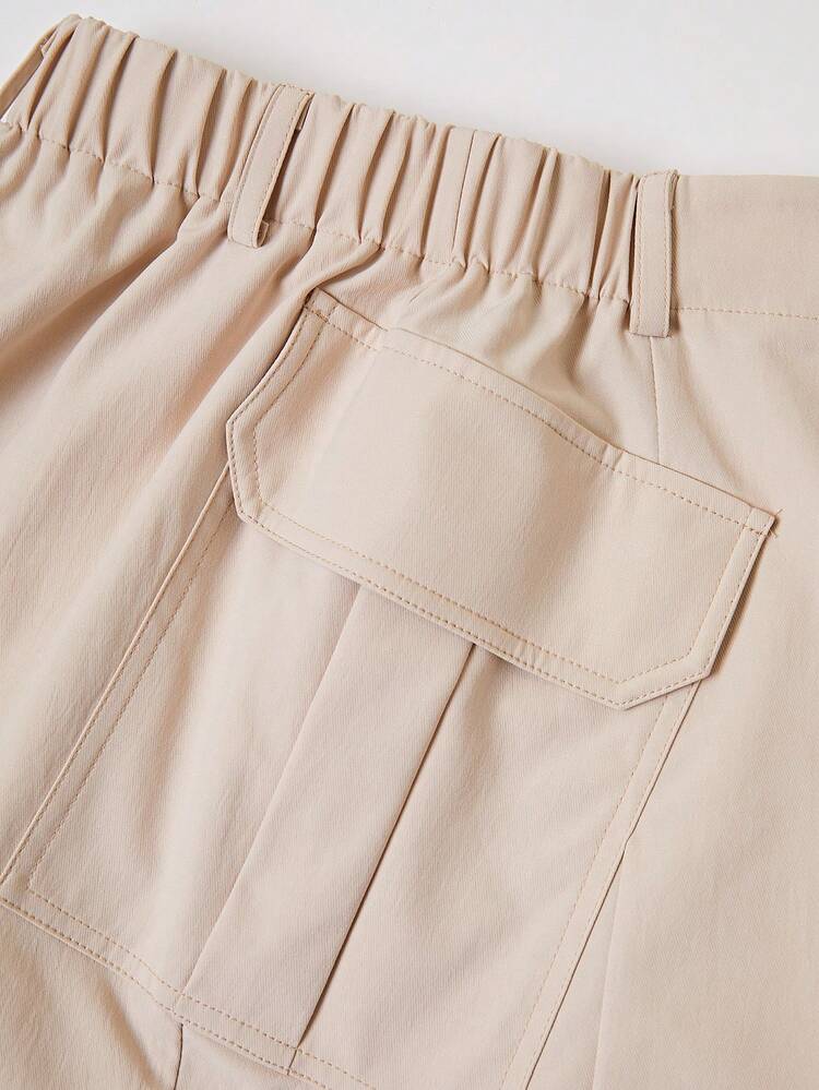 Solid Color Casual Workwear A-Line Skirt For Summer