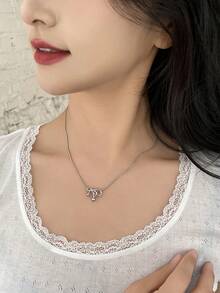 DAZY Vòng cổ màu kim loại thời trang thanh lịch dành cho nữ - Bạc - Xem 3