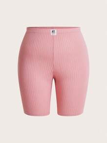 SHEIN Essnce Leggings d'été grande taille pour femmes, lot de 3 pièces. Shorts moulants, shorts longs, shorts gris, shorts noirs, shorts roses - Multicolore - Voir 5