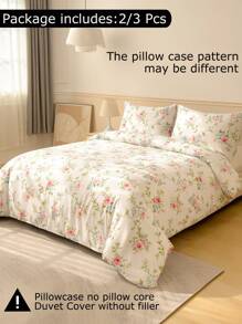 Soft Floral Pattern Duvet Cover Set - Best 2/3 PiecesBedding Set - Includes 1 Duvet Cover And 1/2 Pillow Shams - Affordable, High Quality, Fits Twin, Queen, King, Full Size Beds, Dorm - White - View 4