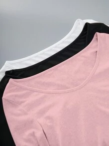 Sweetra Camiseta de mujer con manga acampanada corta de unicolor de moda