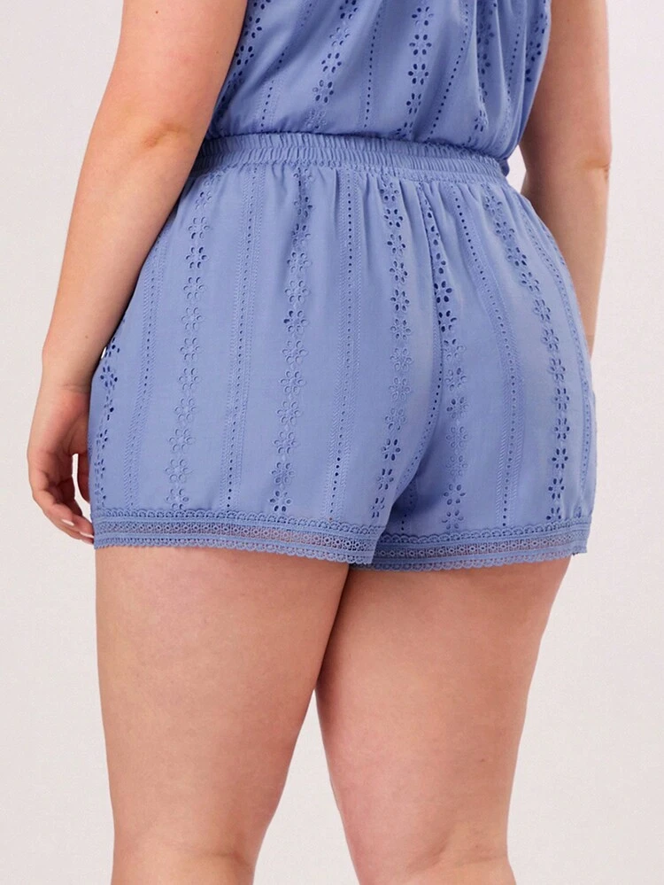 Summer Vacation Countryside Lace Plus Size Women Shorts