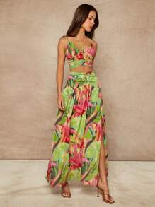 Hauture Bộ áo crop top và chân váy hai mảnh Tropical - Nhiều màu - Xem 4