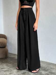 Aloruh Pantalones para mujer unicolor con pierna recta, para uso diario y casual
