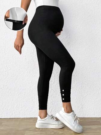 SHEIN Schwangerschafts Unterstützung Leggings Mit Verstellbarer Schnalle