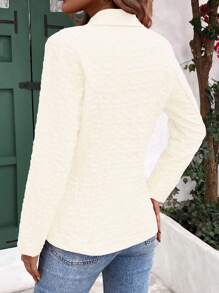 SHEIN Clasi Veste de costume quotidienne élégante à double boutonnage à col en revers pour femmes à manches longues pour la saison printemps/automne - Nude - Voir 2