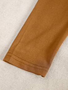 SHEIN Essnce Women's Solid Round Neck Long Sleeve Bodysuit - Brown - View 6