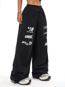 Coolane Summer Sport Casual Logo Pattern Baggy Sweatpants