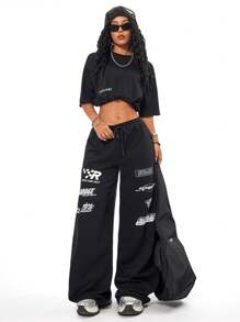 Coolane Summer Sport Casual Logo Pattern Baggy Sweatpants