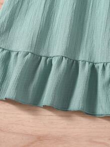 SHEIN Glamorique Kids Gaun Gadis Muda Simpul Ruffle Hem Plain Lucu - MultiWarna - View 4