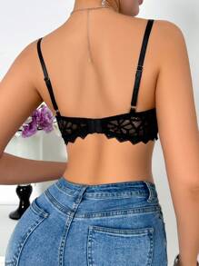 Ladies' Fashionable Lace Versatile Sexy Lingerie Bra With Steel Wire - Black - View 2