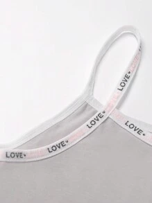 4pcs/Set Tween Girl's Letter Print Lace Trim Cami - Multicolor - View 3