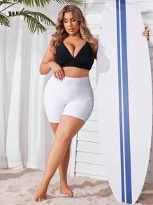 Swim SPRTY Shorts de Praia Tamanho Grande Cor Sólida com Bolsos, Parte Inferior de Biquíni - Branco - Ver 4