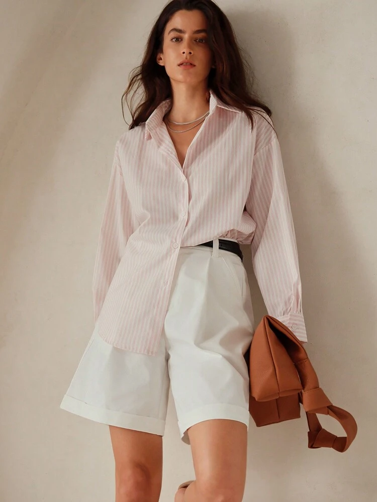 Bermuda Casual Rolled Hem Bermuda Shorts