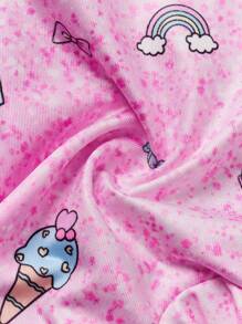 SHEIN Baby Girl Cute Cartoon Printed Short Sleeve One Piece Swimsuit