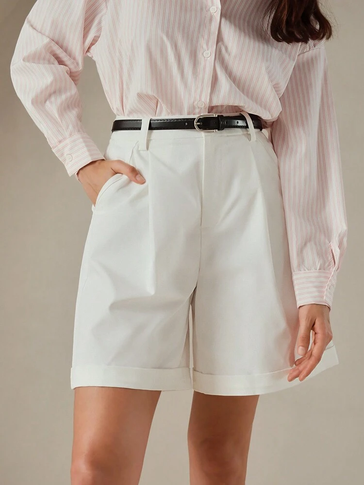 Bermuda Casual Rolled Hem Bermuda Shorts