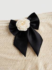 SHEIN MOD Plus Size Fashionable Summer Bow Detail Decoration Tight Cropped Strapless Knit Top