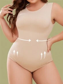 Women Plus Size Seamless Abdomen Support Butt Lifting U-Back Shapewear Bodysuit