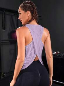 Powerista Top deportivo tipo tank top con espalda cruzada - Púrpura malva - Ver 4
