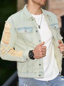 Manfinity LEGND Áo khoác denim rách Slim Fit thời trang cho nam - Đồng - Xem 8