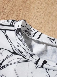 SHEIN 兒童男孩卡通/動漫印花角色夏季短袖T恤 - 白色 - 查看 3