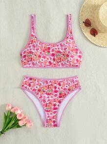 Swim Mod Bộ bikini miễn phí in dây Ditsy cho bãi biển mùa hè với hình in ngẫu nhiên - Nhiều màu - Xem 3